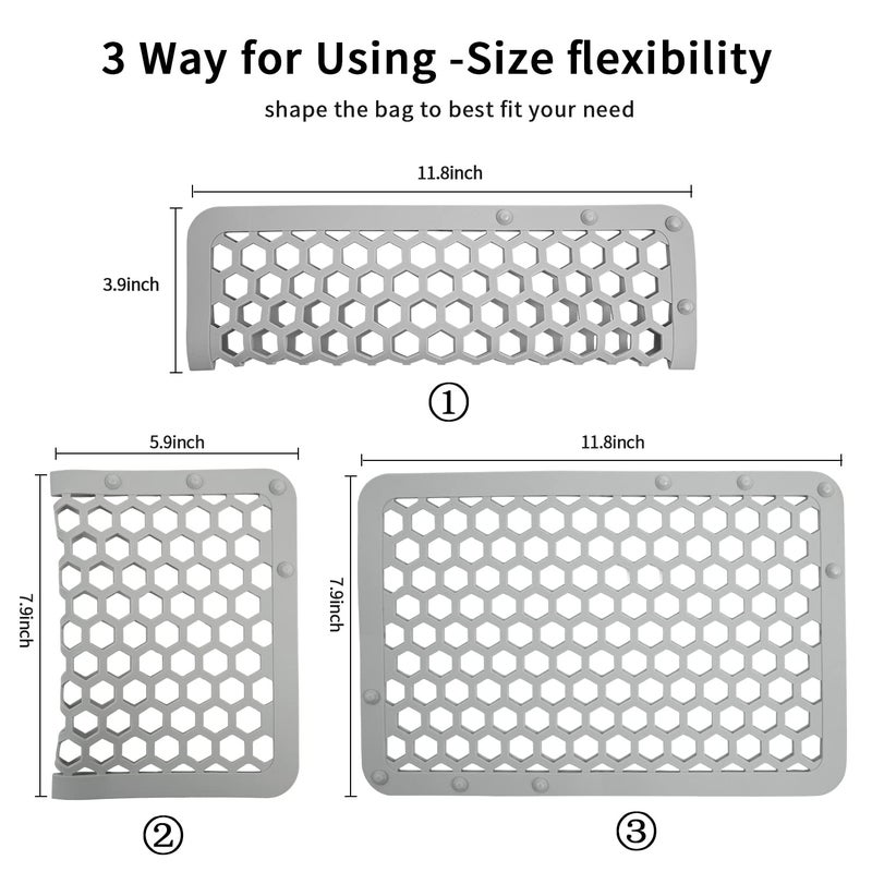 REVEX Silicone Dishwasher Bag,Dishwasher Basket for Baby Items,Baby Bottle Dishwasher Baskets with Adjustable Sizing for Small Parts,Nipples,Pacifiers and Toy Accessories.(Grey),11.8" x 7.9" - Image 2